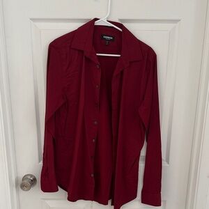 Express Deep Red Long Sleeve Shirt